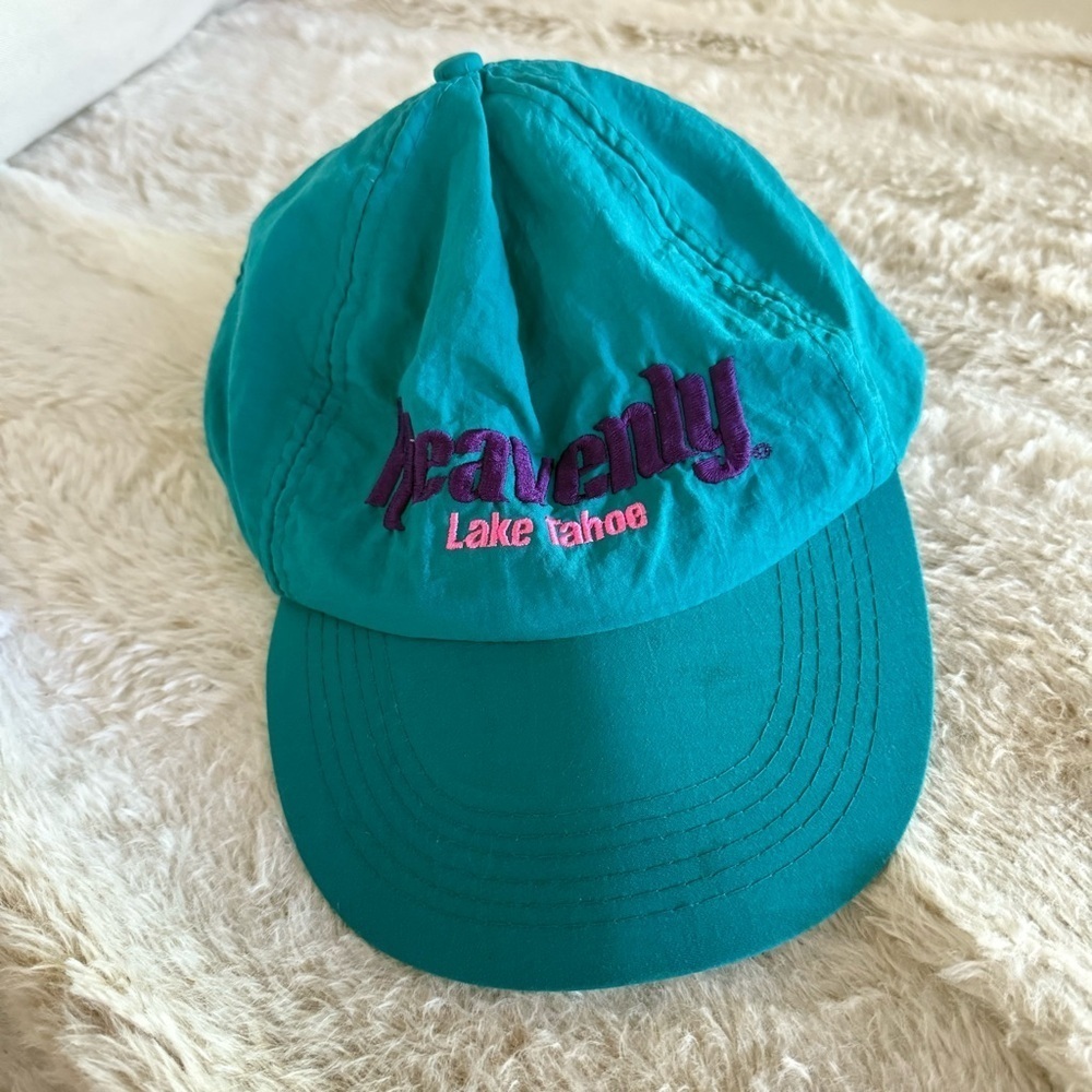 Vintage Lake Tahoe Heavenly Ski Resort Dad Cap Teal Pink - Picture 1 of 7